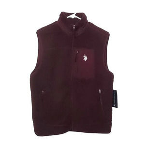 US Polo Assn Maroon Sherpa Vest NEW Mens Size M Outdoors Winter Ralph Lauren